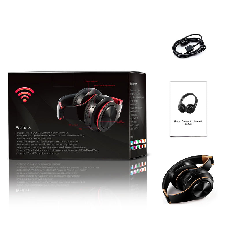 Fones de ouvido Bluetooth estéreo sem fio com microfone / cartão